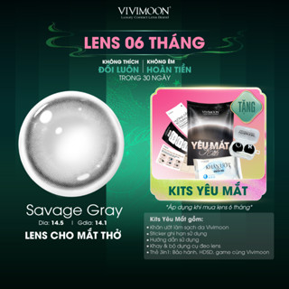  Kính áp tròng VIVIMOON EYECONIC lens cận cho mắt thở màu xám baby Savage Gray giãn tròng to 14.5mm hạn sử dụng 6 tháng 