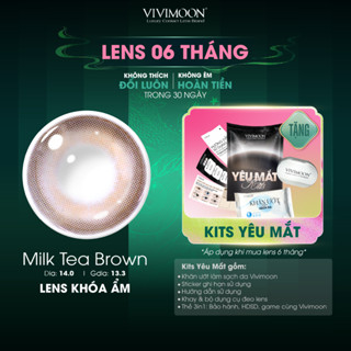  Lens cận khóa ẩm VIVIMOON màu nâu trà sữa Milk Tea Brown kính áp tròng hạn sử dụng 3 - 6 tháng 