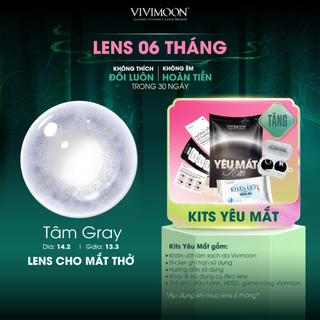  Kính áp tròng VIVIMOON màu xám TÂM GRAY lens cận cho mắt thở BST HÀM ÂN hạn sử dụng 6 tháng độ cận 0-8 độ 