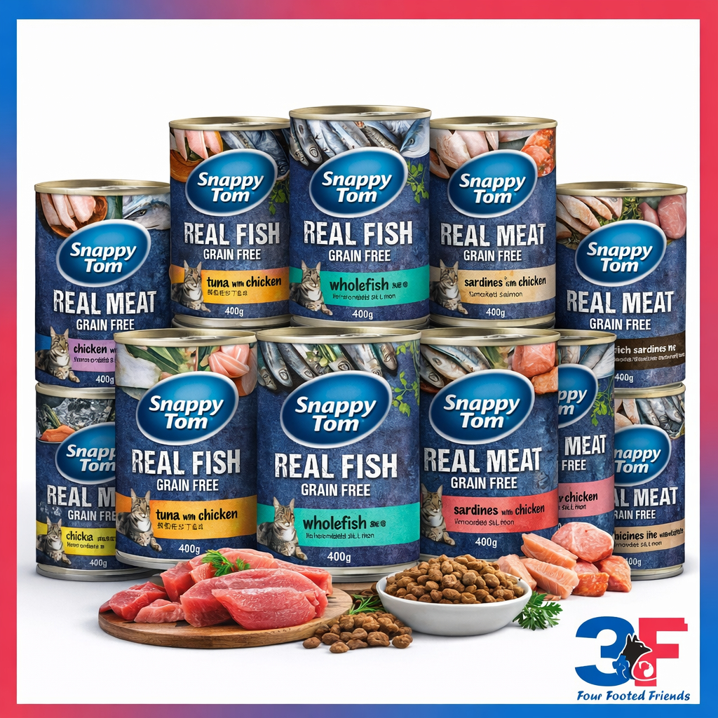 Thùng 24 Lon Pate Mèo Snappy Tom Real Fish Cá Trích 400g | 60% Cá Thật | Mèo Trưởng Thành | 3F Store