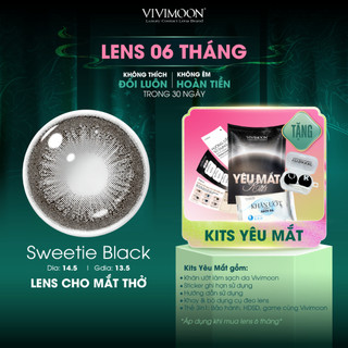  Kính áp tròng VIVIMOON EYECONIC lens cận cho mắt thở màu đen baby Sweetie Black giãn tròng to 14.5mm hạn dùng 06 tháng 
