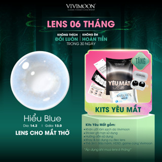  Kính áp tròng VIVIMOON màu xanh xám HIỂU BLUE lens cận cho mắt thở hạn sử dụng 6 tháng độ cận 0-8 độ 