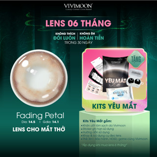  Lens cận VIVIMOON EYECONIC kính áp tròng cho mắt thở giãn to baby 14.5 mm màu nâu ánh cam Fading Petal hạn dùng 6 tháng 