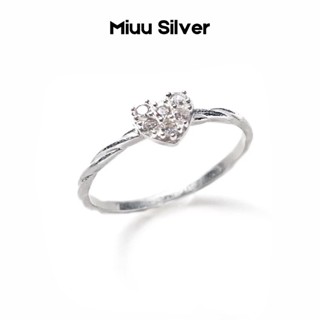  Nhẫn bạc nữ Miuu Silver vòng xoắn hình trái tim đính đá xinh xắn 