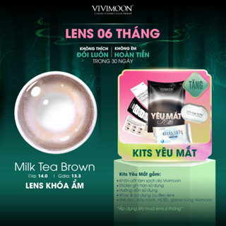  Lens cận VIVIMOON khóa ẩm màu nâu trà sữa Milk Tea Brown kính áp tròng hạn sử dụng 3 - 6 tháng 