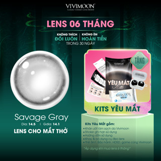  Kính áp tròng VIVIMOON EYECONIC lens cận cho mắt thở màu xám Savage Gray giãn tròng to baby 14.5mm hạn sử dụng 6 tháng 