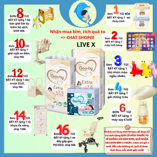   SP có voucher Live X Tã Bỉm quần dán Gooby Extra  Premium size NB66 S52 M48 M58 L52 XL50 2XL46 MECAHEO 