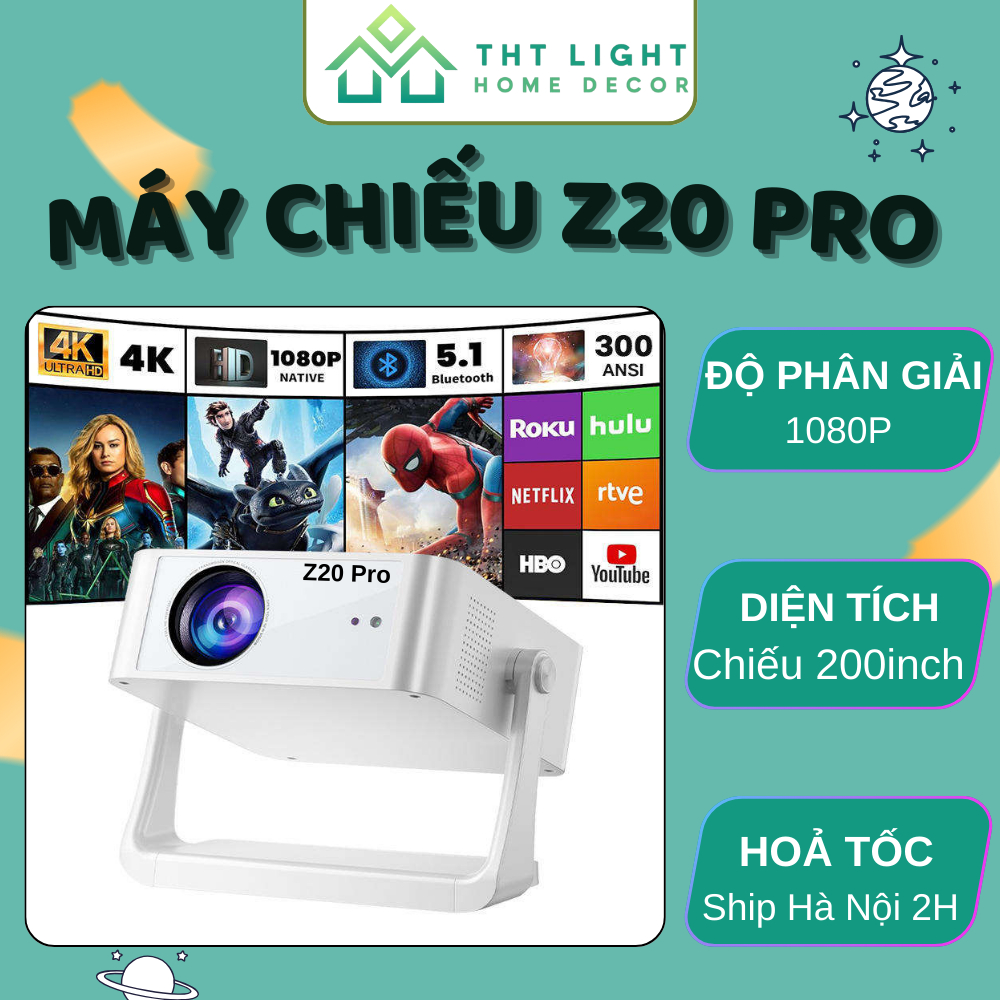 Máy Chiếu Z25 Pro THT Light Độ Phân Giải Full HD 1080P Đi Cảnh Phòng Xem Phim Tại Youtube Netflix