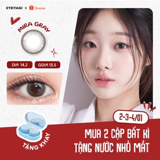  Kính áp tròng EYEIYAGI lens xám tro Mira Gray giãn tròng tự nhiên14.2mm lens cận 3 tháng | Giá 1 chiếc 