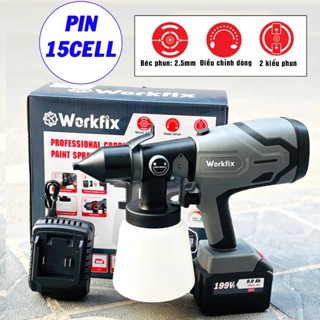  Máy Phun Sơn Pin WORKFIX - Hàng Lõi Đồng Có 2 Chế Độ Phun Đa Năng Bình Đựng 800ml 