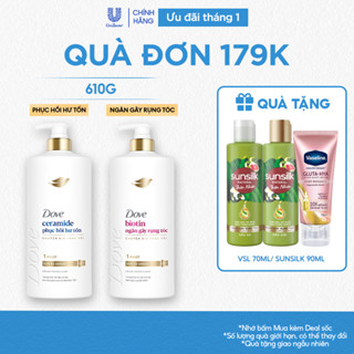  Kem Xả Serum Dove Ceramide Phục hồi hư tổn Biotin Ngăn gãy rụng tóc 610g 