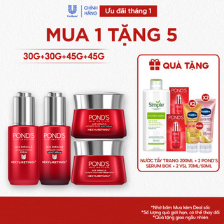  Combo 2 Serum và 2 Kem dưỡng ngày & đêm Pond's Age Miracle mờ đốm nâu nếp nhăn với 50X Hexyl-Retinol 30G+30G+45G+45G 