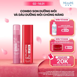  Combo Son dưỡng môi và Dầu dưỡng môi chống nắng MizuMi UV Lip Glassy Balm 3.5g  Mask 8ml và UV Plumping Lip Oil 4g 