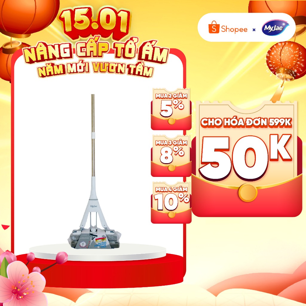 Cây Lau Nhà Mút PVA MyJae – Siêu Thấm Nước, Dễ Vắt Khô