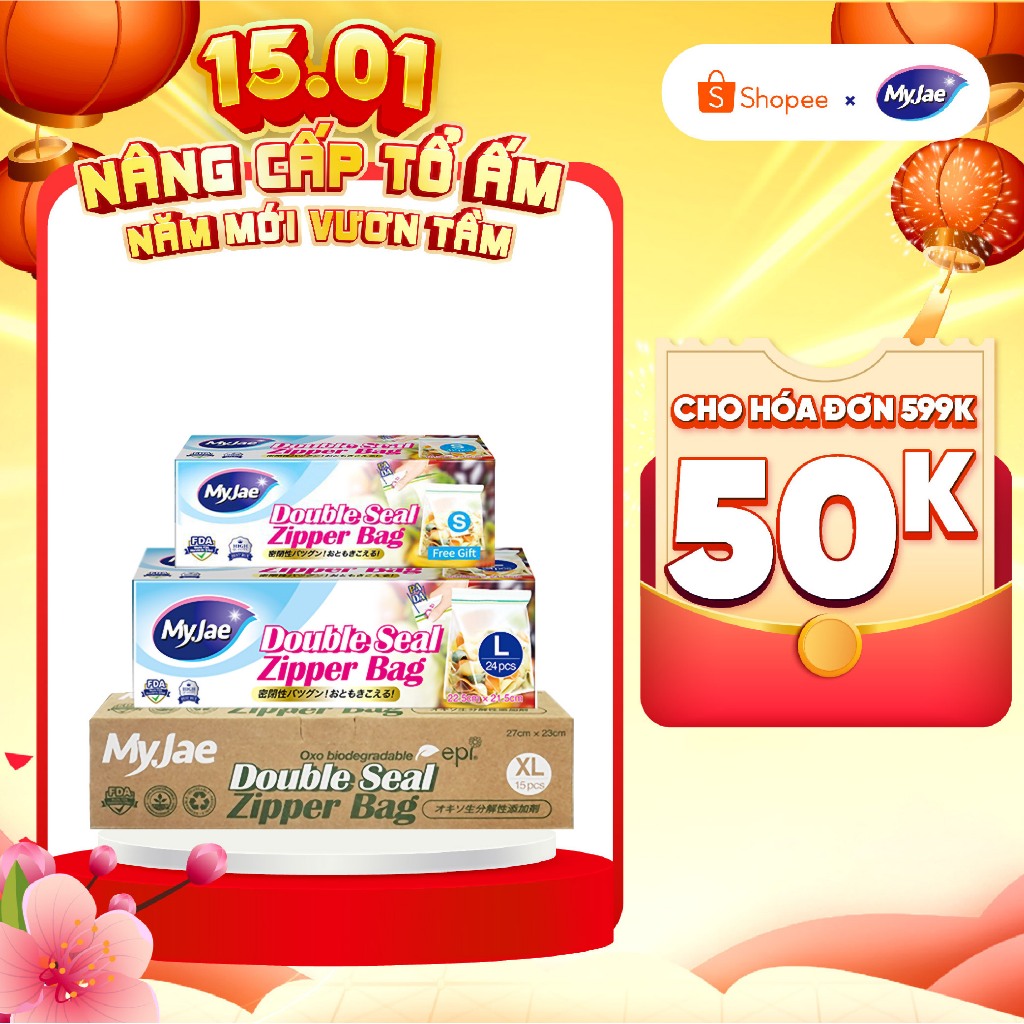 [Chọn Size] Túi zip đựng thực phẩm trong suốt MyJae - Nhiều kích thước, đựng thực phẩm an toàn, chốn