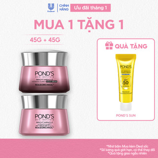   Combo  Bộ 2 Kem dưỡng sáng da đa tầng ngày & đêm Pond's Bright Miracle mờ thâm sạm với 50X Niasorcinol 45G+45G 