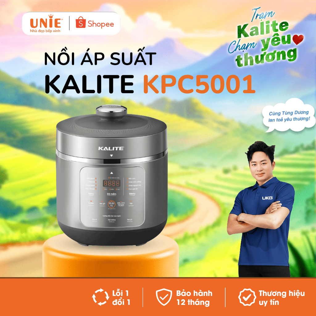Nồi áp suất đa năng lòng inox dung tích 5L KALITE KPC5001,công suất 900W, Thiết kế nhỏ gọn ,14 tính 