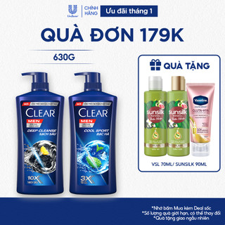  Dầu Gội Đầu cho nam Clear Men đánh bay gàu ngứa và vi khuẩn mát lạnh cực đỉnh suốt ngày dài 630g 