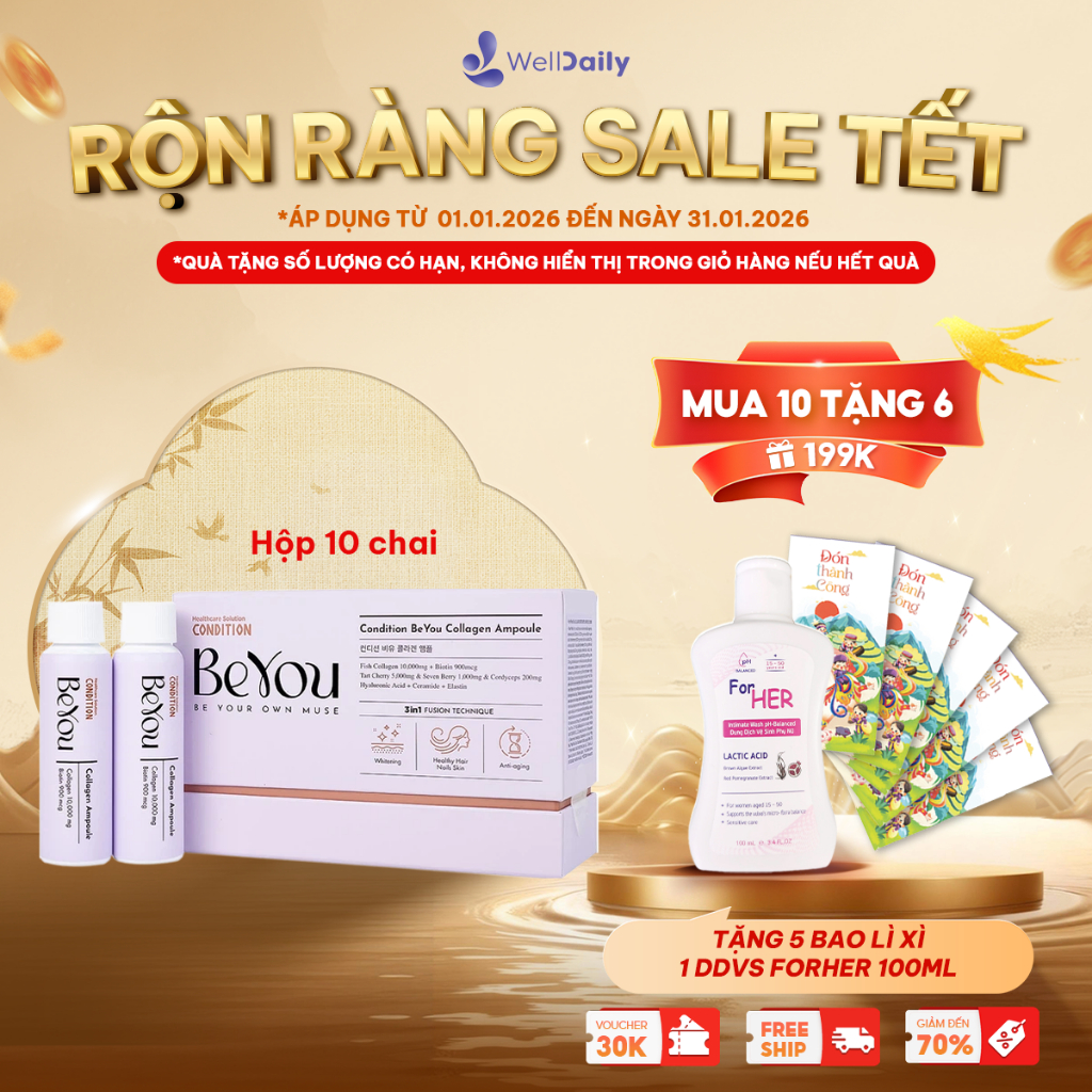 Thực phẩm bổ sung COLLAGEN CONDITION BEYOU AMPOULE 10,000MG (1 hộp 10 chai)
