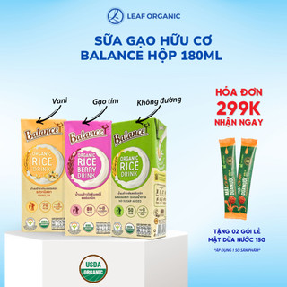  SỮA GẠO HỮU CƠ BALANCE THÁI LAN 180ML  Vị vani  Gạo tím  Không đường  