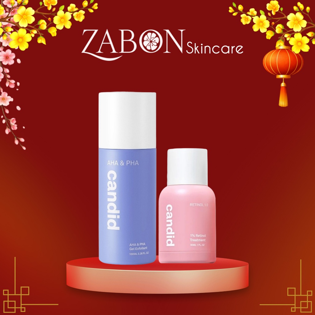 Bộ Đôi Hỗ Trợ Cải Thiện Da Toàn Diện Candid Retinol 1.0% 30ml & Hoạt Chất Tẩy Tế Bào Chết Candid AHA