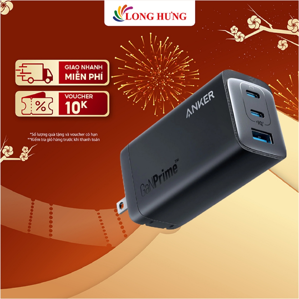 Cốc sạc Anker 737 GaNPrime Wall Charger 120W 2Type-C 1 USB 1 A2148 - Hàng chính hãng