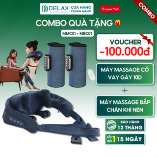 Combo Máy Massage Bắp Chân, Tay Khí Nén MBC01 + Máy Massage Cổ Vai Gáy 10D MMC01 Giảm Đau Mỏi, Giúp Lưu Thông Khí Huyết