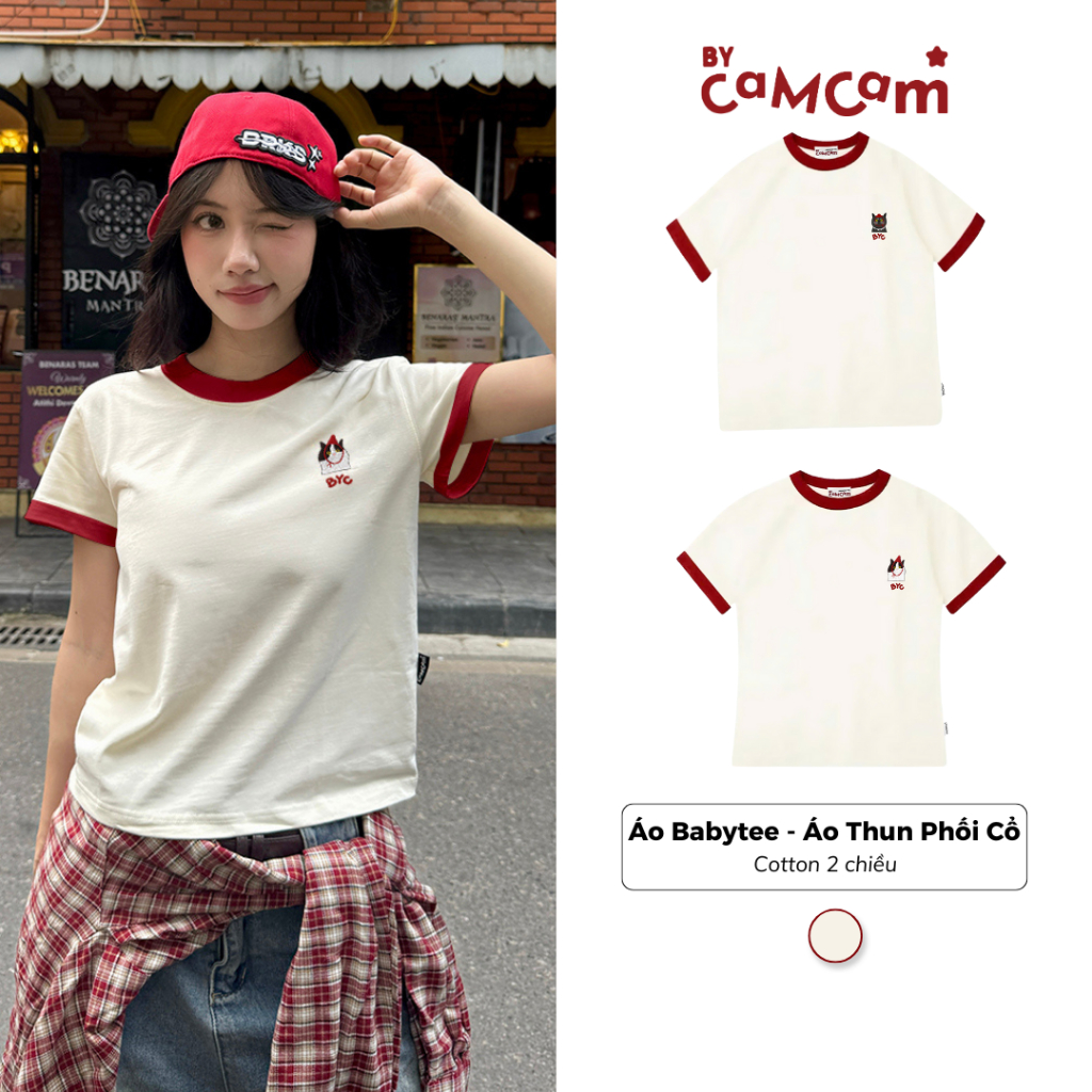 Áo Babytee - Áo Thun Ringer Tee Phối Cổ Mặc Đôi 𝑩𝒚𝒄𝒂𝒎𝒄𝒂𝒎 Áo Couple Cat Unisex Nam Nữ ATN488 | BigBuy360 - bigbuy360.vn