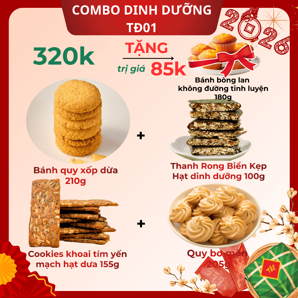 Combo Bánh Dinh Dưỡng Không Đường Tinh Luyện - ZCake - Dành cho người ăn healthy, kiêng đường, T.Đ