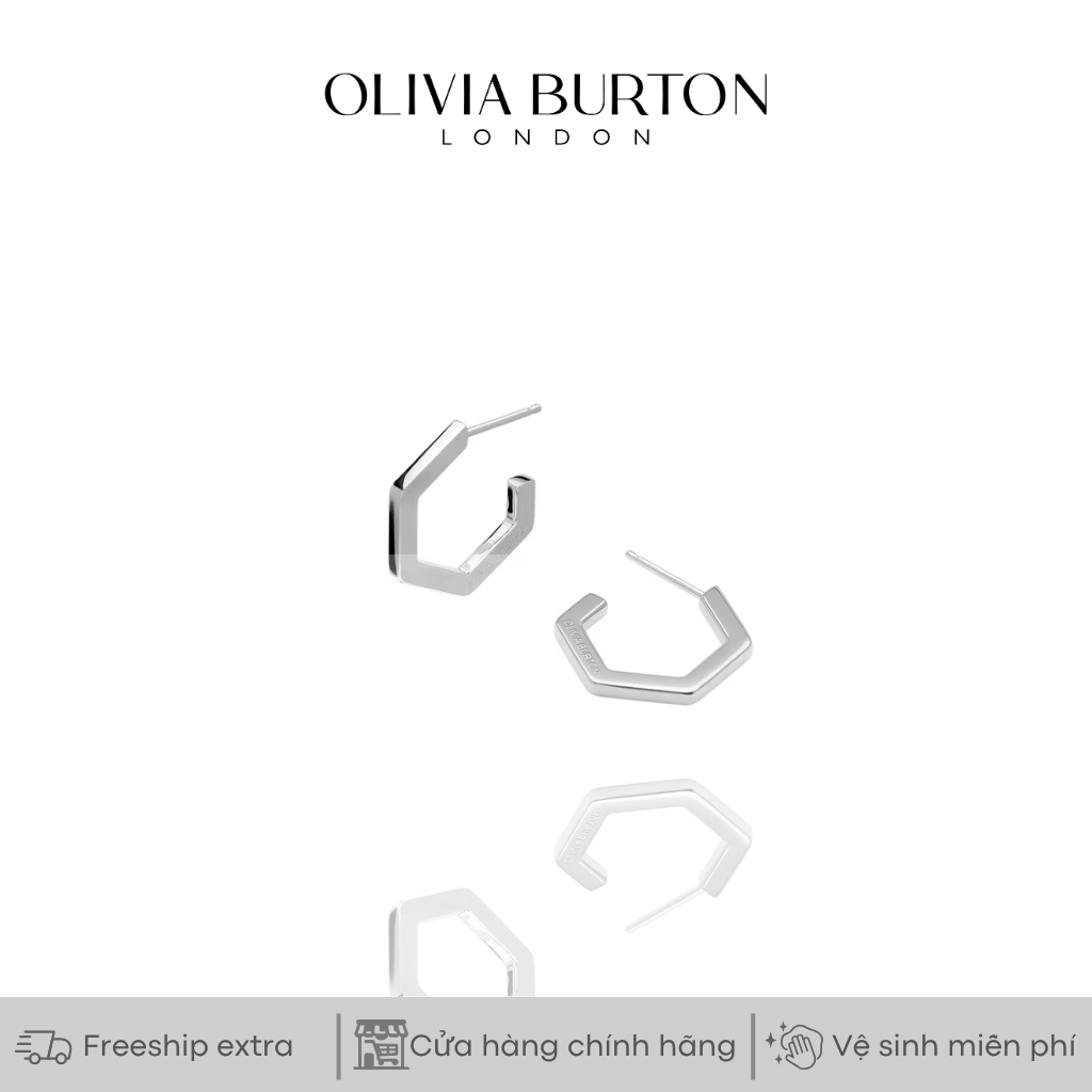 Khuyên tai nữ Olivia Burton Honeycomb Small Hoop màu bạc