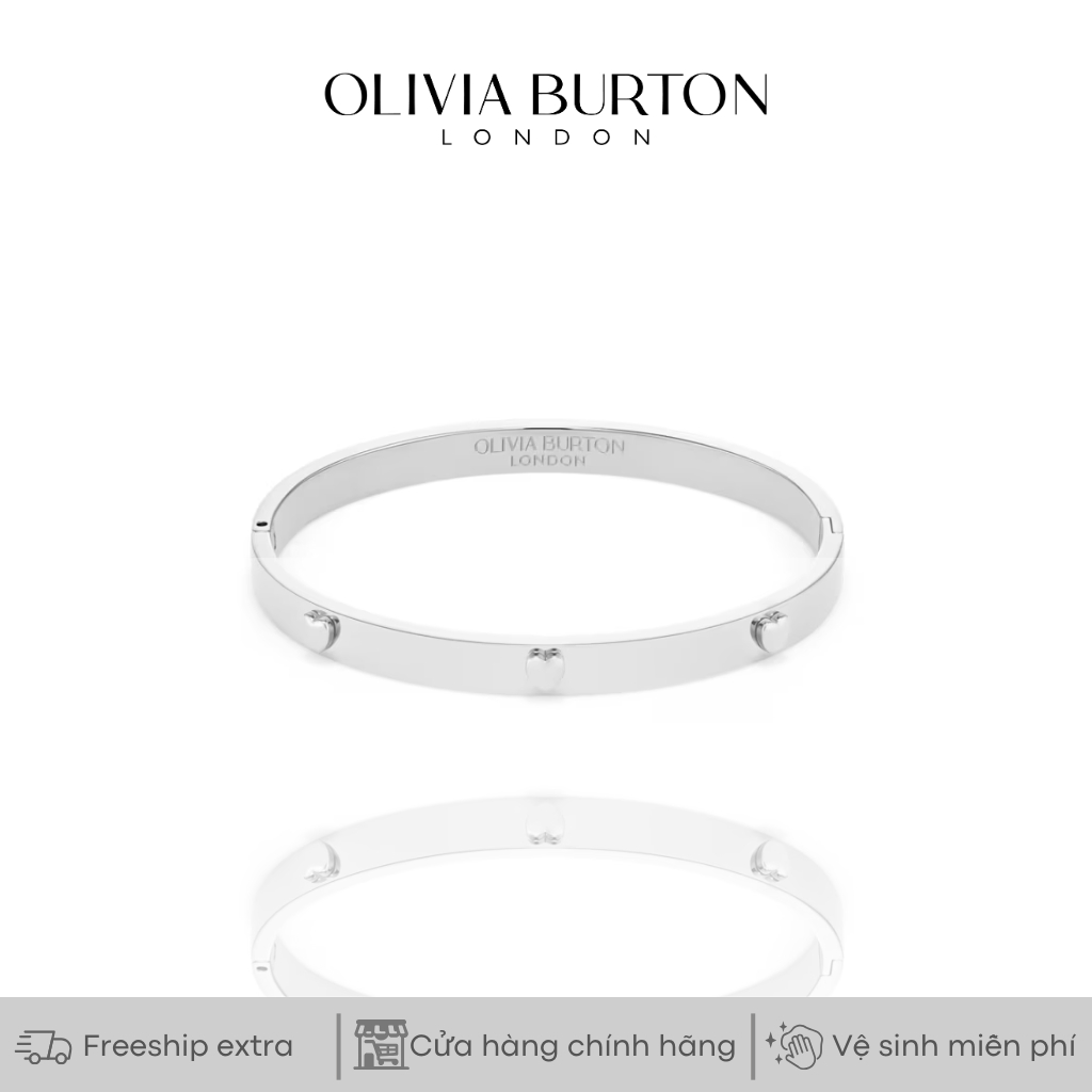 Vòng tay nữ Olivia Burton Mini Heart bạc đính đá