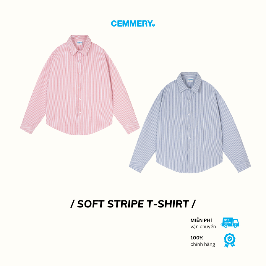 Áo Sơ Mi Oxford CEMMERY Local Brand Chính Hãng Soft Stripe T-Shirt Form Boxy Unisex Tay Dài 2 Màu | BigBuy360 - bigbuy360.vn