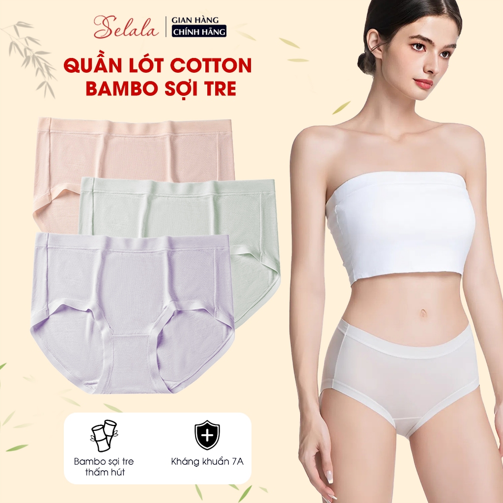 Combo 3 Quần Lót Nữ Cotton Bamboo Sợi Tre Selala Siêu Mềm Mịn Thoáng Khí Kháng Khuẩn 7A Quần Chip Co
