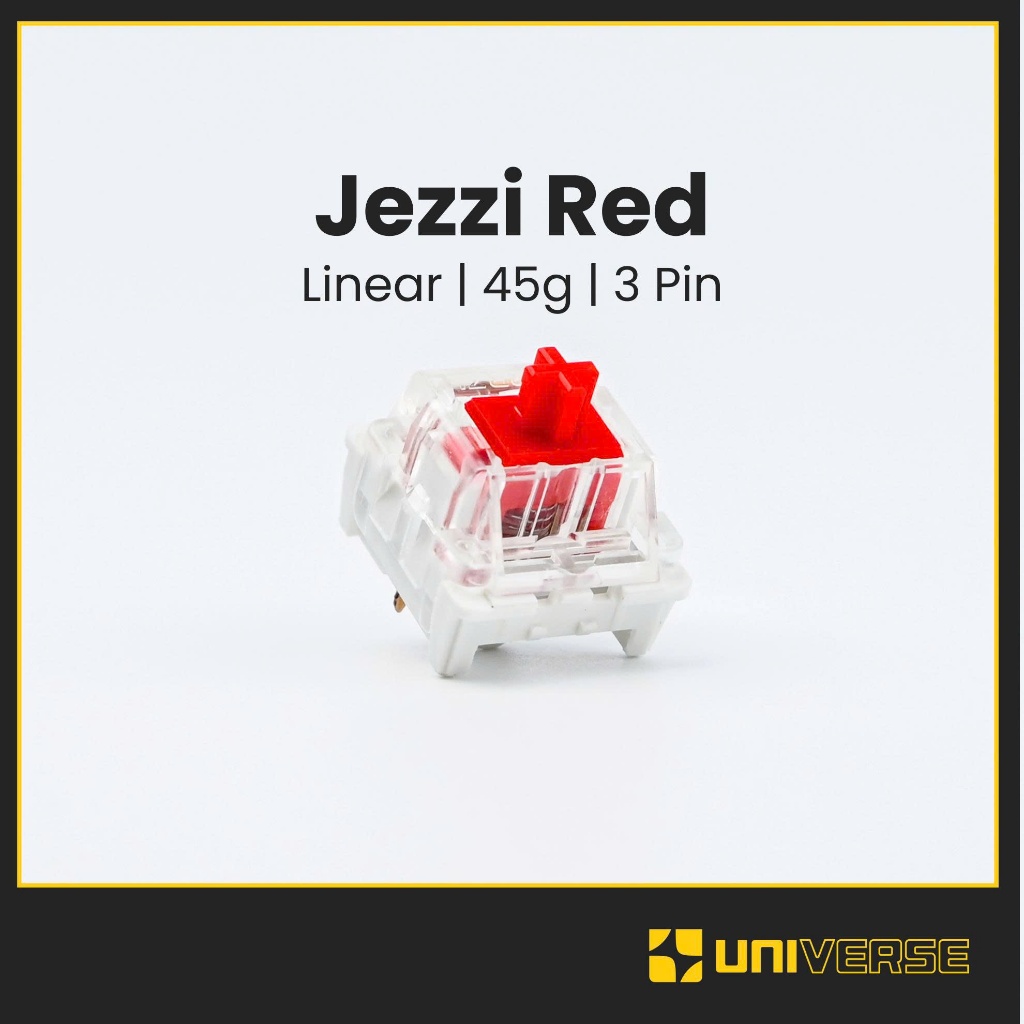 10 Switch JERRZI Red Switch 3 Pin Switch Linear Prelube 45g PC + POM Công Tắc Bàn Phím Cơ Universe