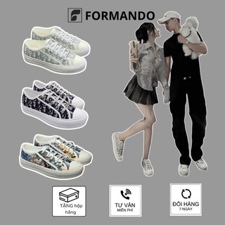 Giày thể thao Di0 Canvas xám, đen, thêu hạc nam nữ đế ngôi sao Tặng Hộp