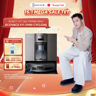  Robot hút bụi lau nhà Ecovacs DEEBOT X11 OmniCyclone - Lực hút tối đa 19.500Pa - AI Stain Detection 2.0 - BH chính hãng 