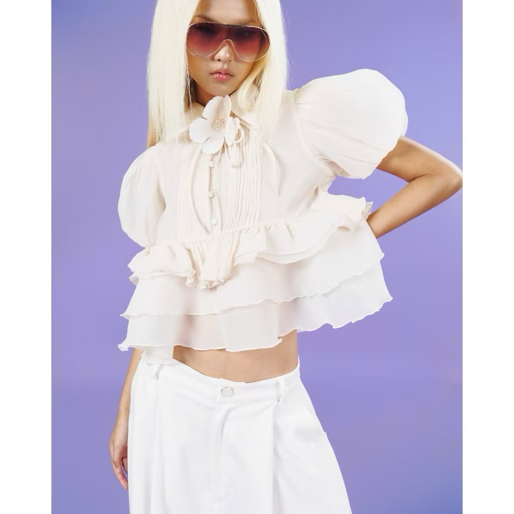 pass ONONMADE Áo Croptop Babydoll Tay Phồng Apex Top