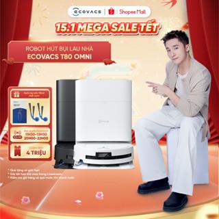  Robot hút bụi lau nhà Ecovacs Deebot T80 Omni - Lực hút 18.000Pa - AI Instant Re-Mop 2.0 - Chống rối ZeroTangle 3.0 