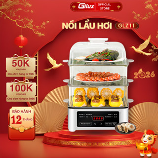  Nồi Lẩu Hấp Gilux GLD11Z Nồi Hấp 3 Tầng Điện Đa Năng -  Công Suất 1500W - Bảo Hành 12 Tháng 