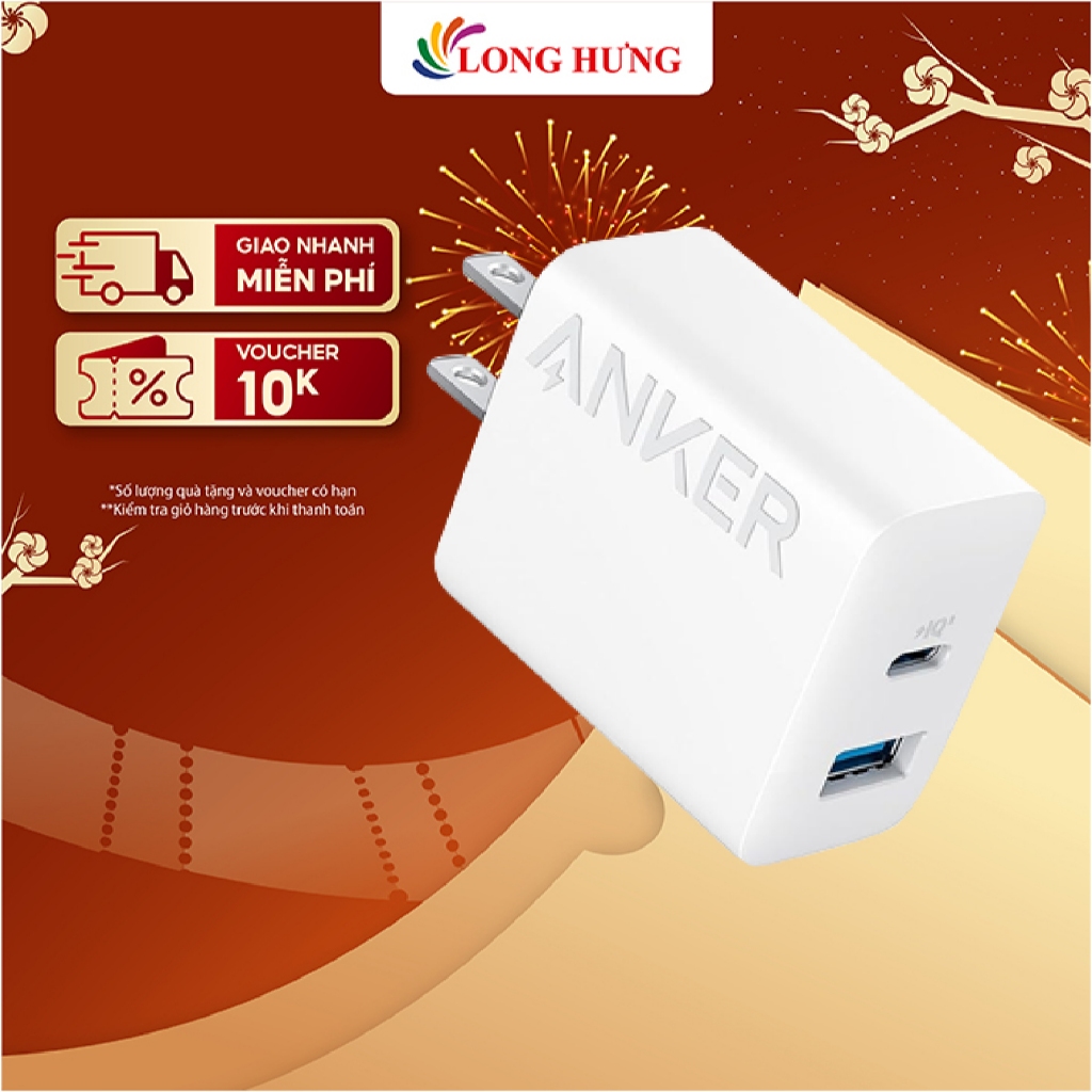 Cốc sạc Anker 1USB 1Type-C 20W A2348 - Hàng chính hãng