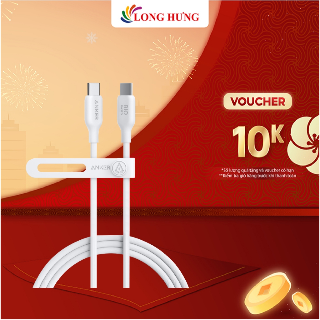 Cáp USB Type-C to Type-C Anker 544 TPE Bio-Based Cable 140W 0.9m A80F1/1.8m A80F2 - Hàng chính hãng