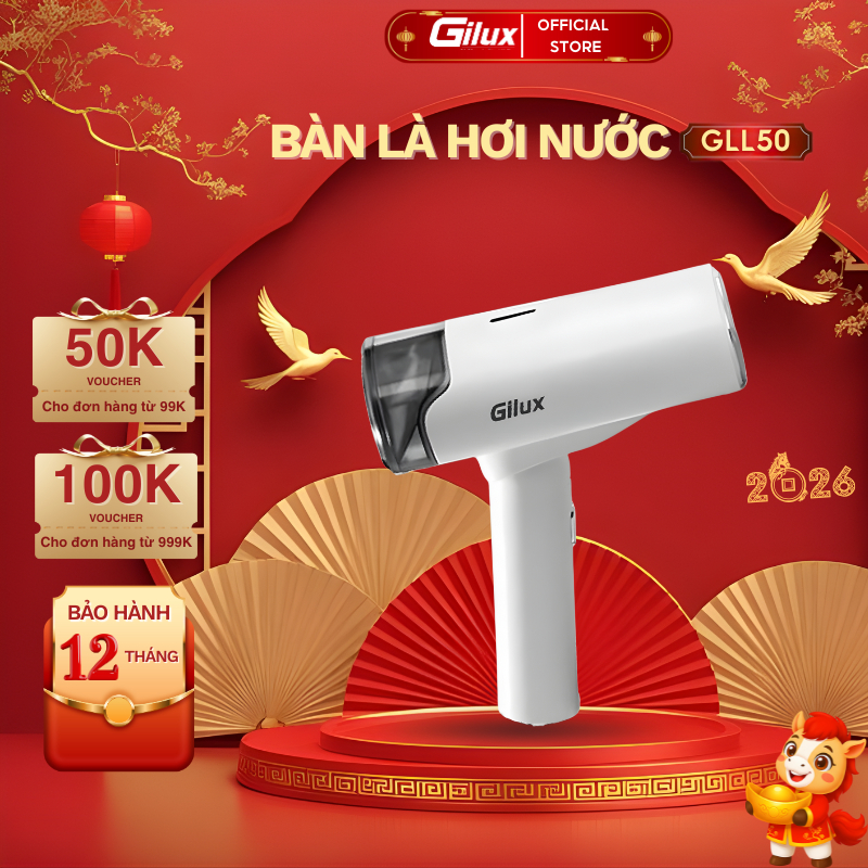 Bàn Ủi Hơi Nước Cầm Tay Gilux GLL50 Gấp Gọn Công Suất 1000W Ủi Phẳng Mọi Loại Vải