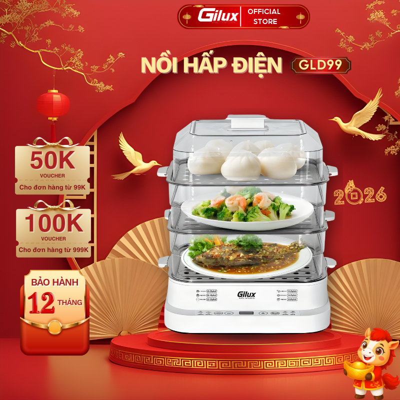 Nồi Hấp Gilux GLD99 Nồi Hấp Điện 24L Nồi Hấp 3 Tầng Máy Hấp Đồ Ăn Bảo Vệ Chất Dinh Dưỡng Thông Minh 