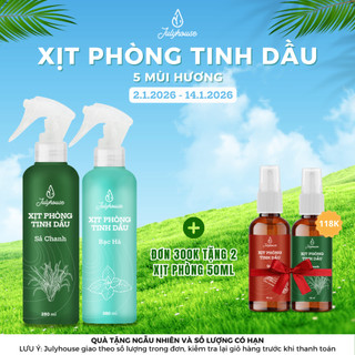  Bình xịt phòng Julyhouse 280ml tinh dầu sả chanh bạc hà quế bạch đàn chanh oải hương làm thơm không gian 