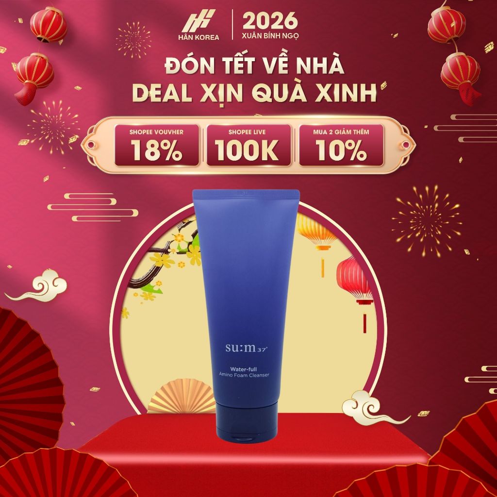 Sữa rửa mặt Sum xanh cấp nước 40ml sạch sâu, Sữa rửa mặt Sum37 bọt mịn dưỡng ẩm - Hân Korea