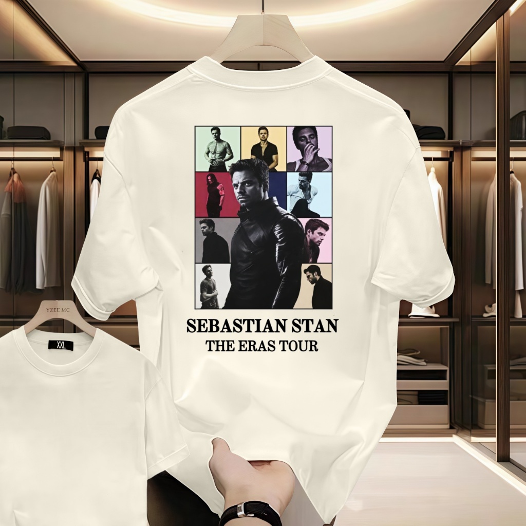 Sebastian Stan T Shirt Man's Loose Sport Crew Neck Thời trang ngắn tay áo Tshirt Tee