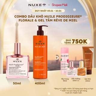  Combo Dầu khô hương hoa Nuxe Huile Prodigieuse Florale Multi-Purpose Dry Oil 50ml & Gel rửa mặt và tắm toàn thân 400ml 