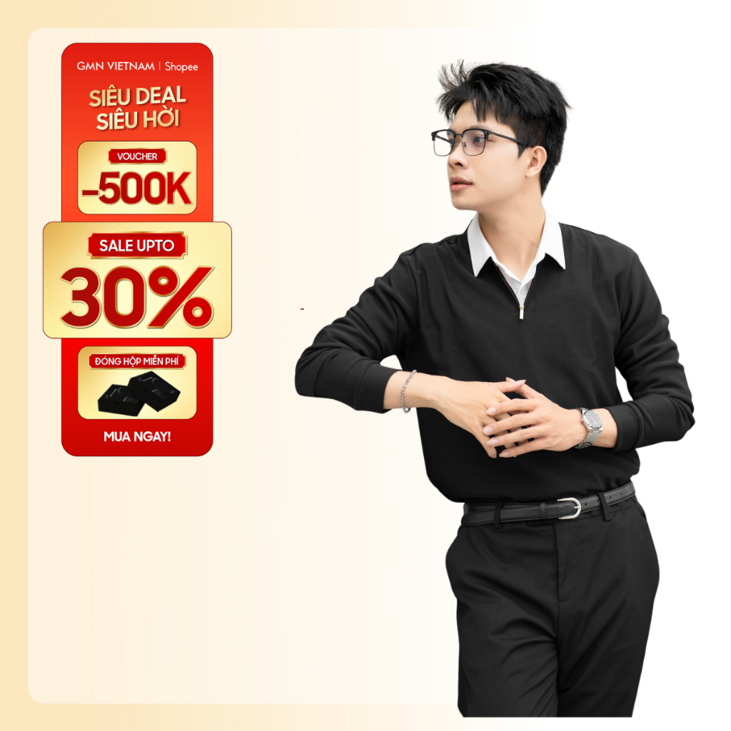 Áo sweater dài tay F25 ZIp Sweater khóa zip chữ V tiện lợi, cotton mềm mại ít nhăn, áo trơn