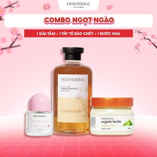  Combo Nước Hoa Nữ Herherbal 30ml Tẩy Tế Bào Chết Tẩy da chết 250g Sữa tắm Gel Tắm Trắng Da Lưu Hương Nước Hoa 500ml 