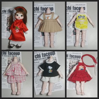 Áo dài, đầm yếm tết cho búp bê 16cm , 17cm, doll 5in bánh gạo baboliy 1/8